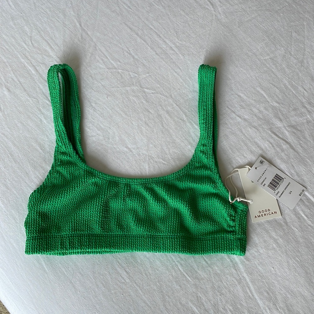 NWT Good American Always Fits Scoop Top Summer Green Size 3/4